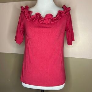ANN TAYLOR raffle shoulder top blouse